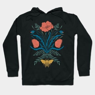 Poppy flower and bee Hoodie